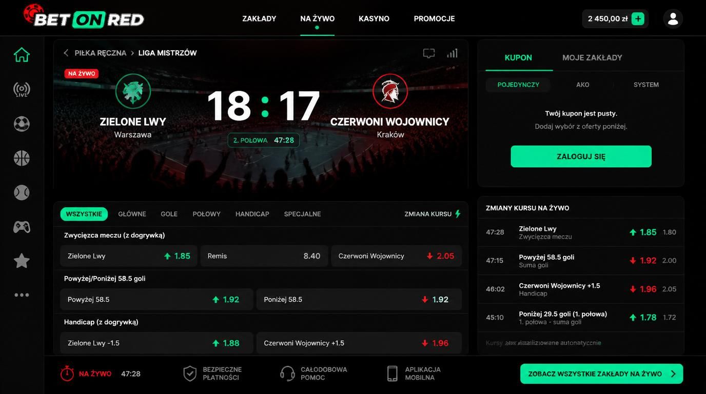 Live betting, zmiany kursów, tempo akcji