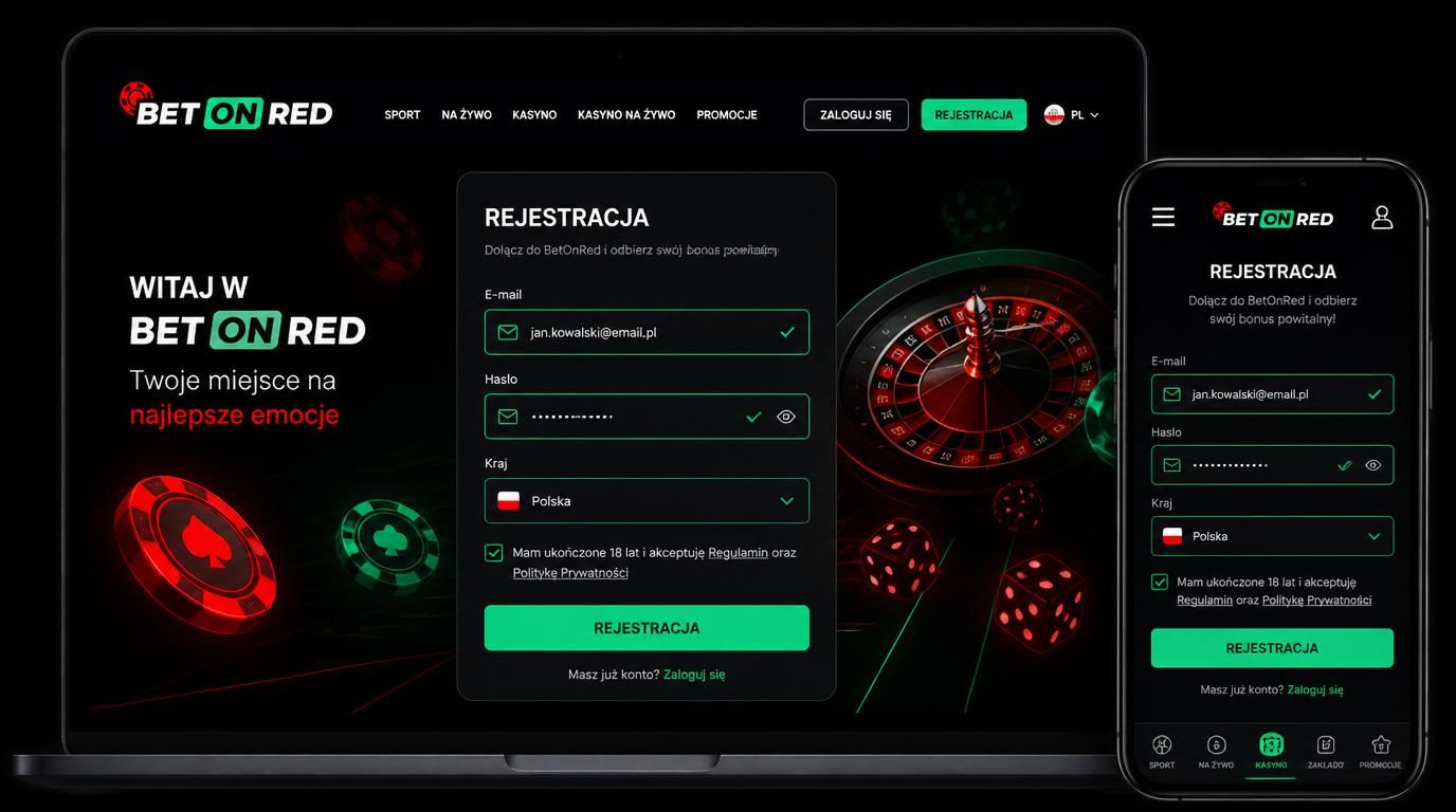 interfejs rejestracji z formularzem i przyciskiem rejestracji